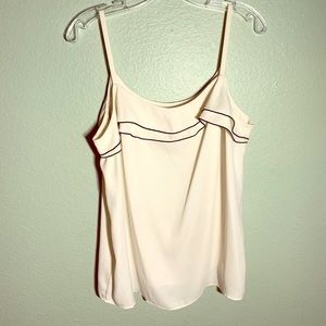 LOFT White Dress Shirt RufflesStrap Black Tank Top